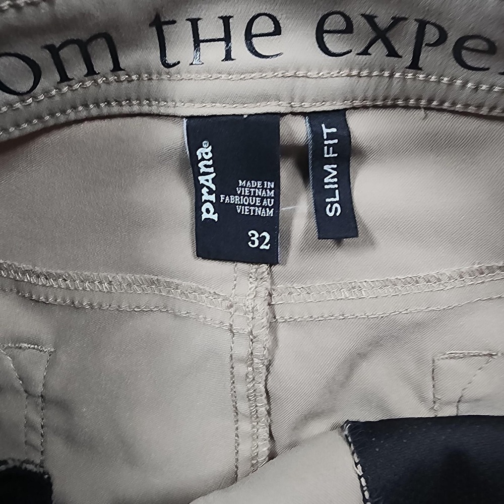 PrAna Pants Mens 32x32 Beige Slim Fit Chino Flat Front Casual 5 Pocket - Picture 2 of 10